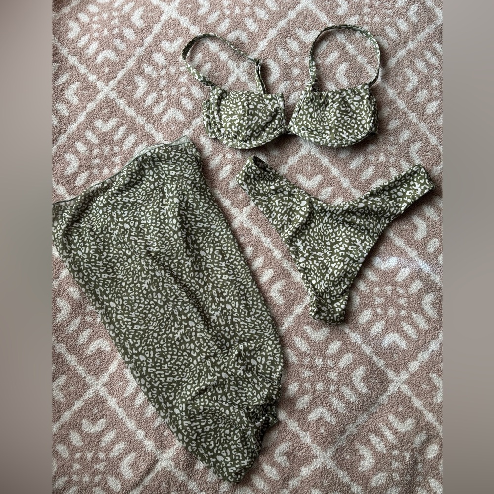 Green Leopard Print Bikini Set